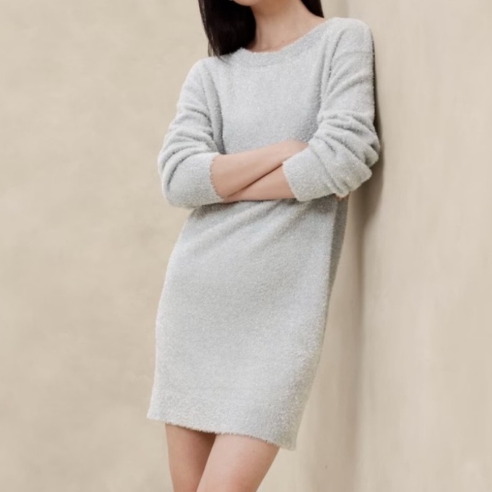 Elegant Blue with Silver Sweater Dress